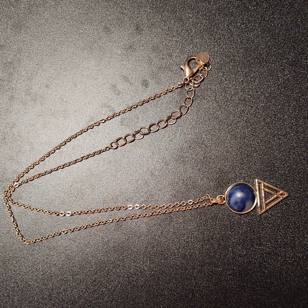 Blue marble stone necklace